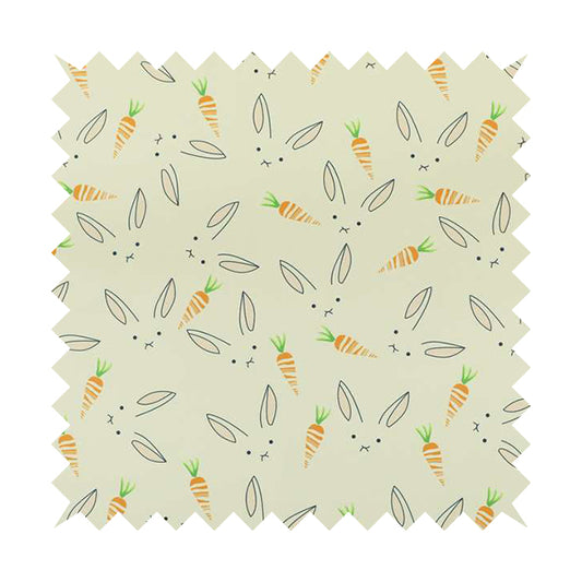 Freedom Printed Velvet Fabric White Bunny Rabbit Orange Carrot Pattern Upholstery Fabric CTR-476
