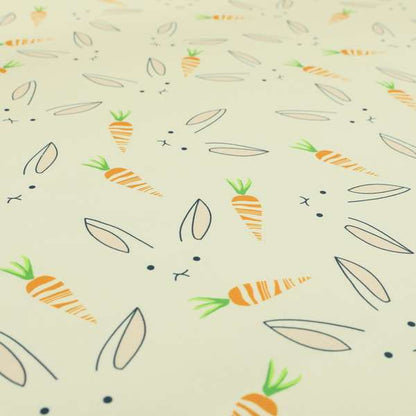 Freedom Printed Velvet Fabric White Bunny Rabbit Orange Carrot Pattern Upholstery Fabric CTR-476 - Roman Blinds