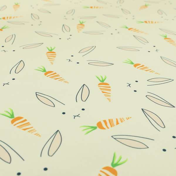 Freedom Printed Velvet Fabric White Bunny Rabbit Orange Carrot Pattern Upholstery Fabric CTR-476