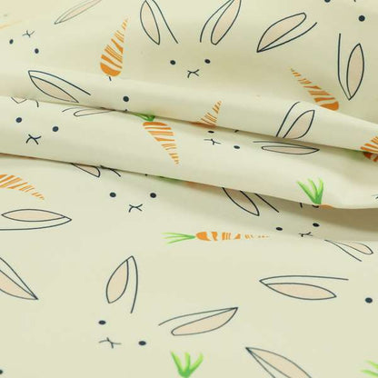 Freedom Printed Velvet Fabric White Bunny Rabbit Orange Carrot Pattern Upholstery Fabric CTR-476 - Made To Measure Curtains