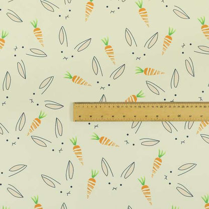 Freedom Printed Velvet Fabric White Bunny Rabbit Orange Carrot Pattern Upholstery Fabric CTR-476