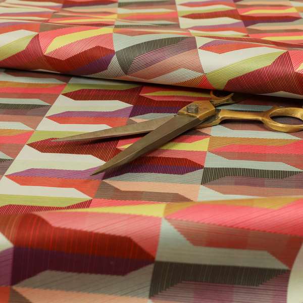 Freedom Printed Velvet Fabric Colourful Lipstick Diamond Shape Pattern Upholstery Fabrics CTR-478 - Roman Blinds