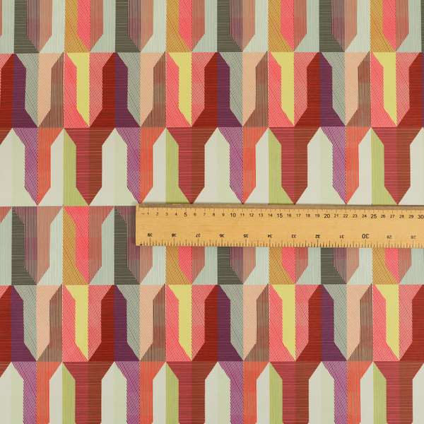 Freedom Printed Velvet Fabric Colourful Lipstick Diamond Shape Pattern Upholstery Fabrics CTR-478 - Roman Blinds