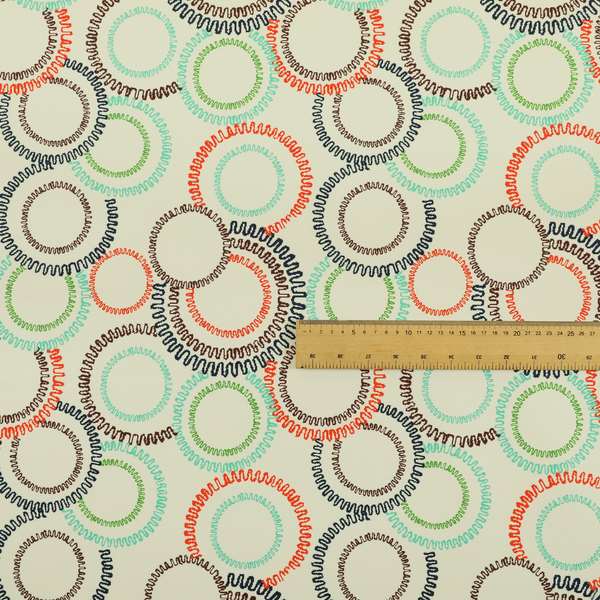 Freedom Printed Velvet Fabric Collection Colourful Round Pattern Upholstery Fabric CTR-48 - Roman Blinds
