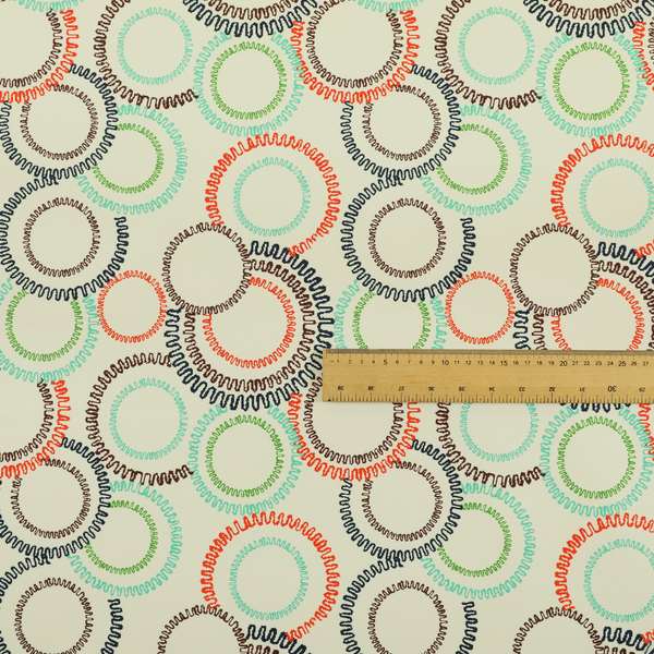 Freedom Printed Velvet Fabric Collection Colourful Round Pattern Upholstery Fabric CTR-48 - Made To Measure Curtains