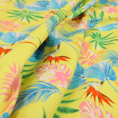 Freedom Printed Velvet Fabric Yellow Chinese Floral Blossom Pattern Upholstery Fabrics CTR-480 - Made To Measure Curtains