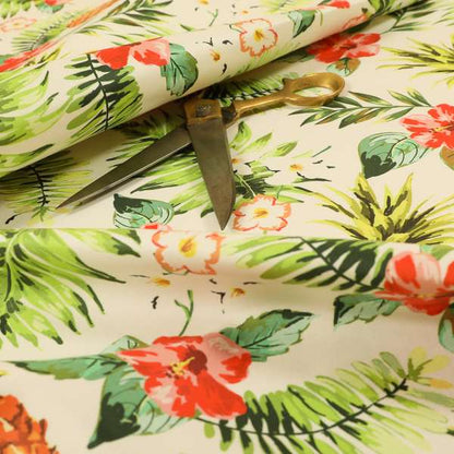 Freedom Printed Velvet Fabric Colourful Floral Pineapple Theme Pattern Upholstery Fabric CTR-482 - Made To Measure Curtains