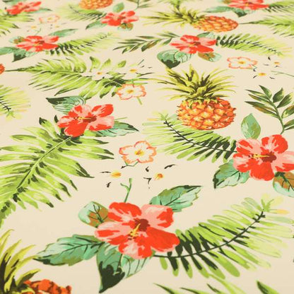 Freedom Printed Velvet Fabric Colourful Floral Pineapple Theme Pattern Upholstery Fabric CTR-482 - Made To Measure Curtains