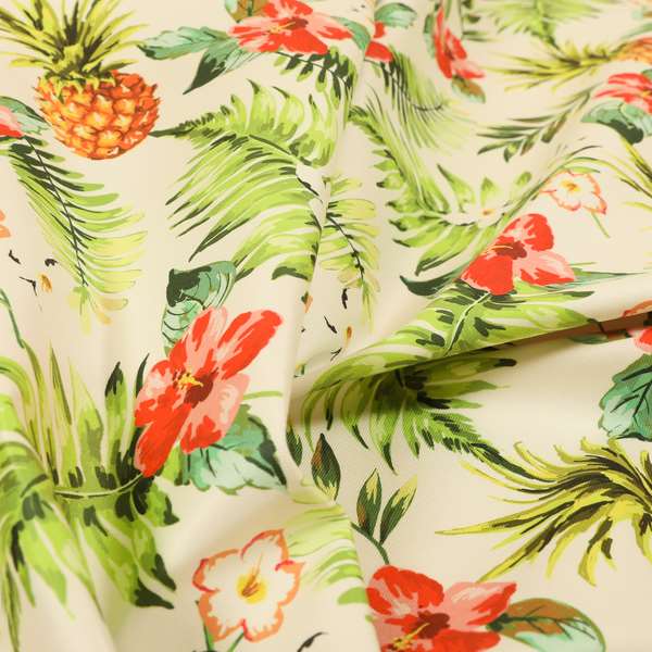 Freedom Printed Velvet Fabric Colourful Floral Pineapple Theme Pattern Upholstery Fabric CTR-482