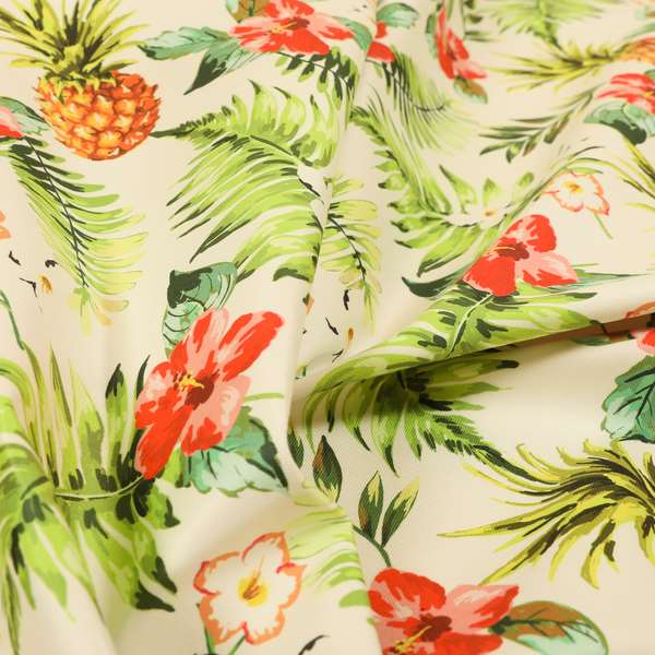 Freedom Printed Velvet Fabric Colourful Floral Pineapple Theme Pattern Upholstery Fabric CTR-482 - Made To Measure Curtains