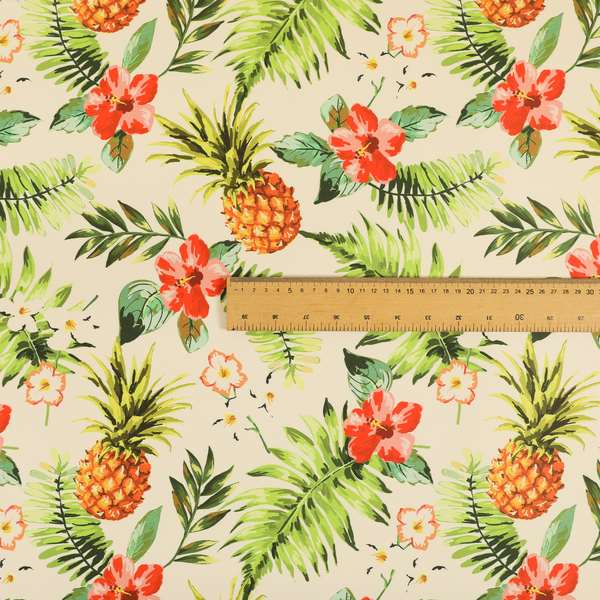 Freedom Printed Velvet Fabric Colourful Floral Pineapple Theme Pattern Upholstery Fabric CTR-482 - Made To Measure Curtains