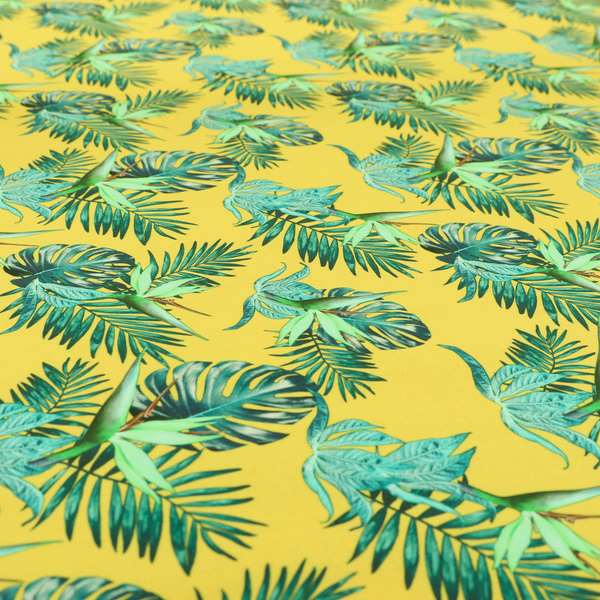 Freedom Printed Velvet Fabric Yellow Teal Jungle All Floral Pattern Upholstery Fabrics CTR-483 - Roman Blinds