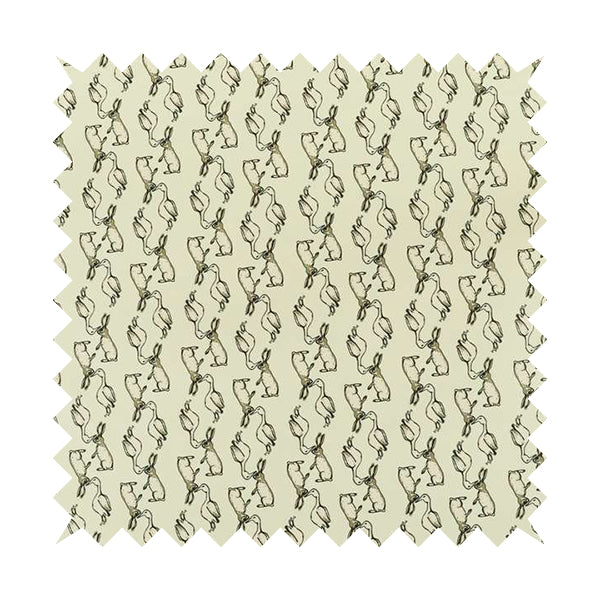 Freedom Printed Velvet Fabric White Goose Hare Farm Animal Theme Pattern Upholstery Fabric CTR-484 - Handmade Cushions