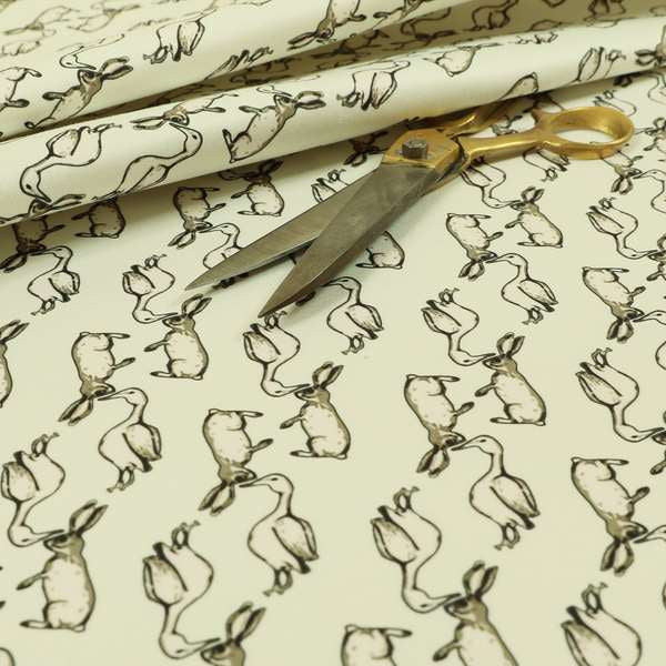 Freedom Printed Velvet Fabric White Goose Hare Farm Animal Theme Pattern Upholstery Fabric CTR-484 - Roman Blinds