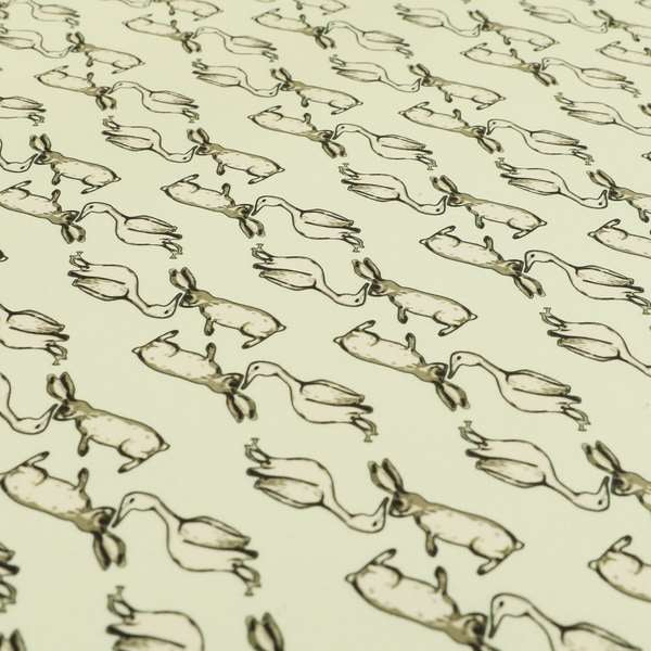 Freedom Printed Velvet Fabric White Goose Hare Farm Animal Theme Pattern Upholstery Fabric CTR-484 - Roman Blinds