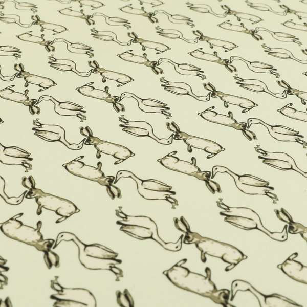 Freedom Printed Velvet Fabric White Goose Hare Farm Animal Theme Pattern Upholstery Fabric CTR-484 - Handmade Cushions