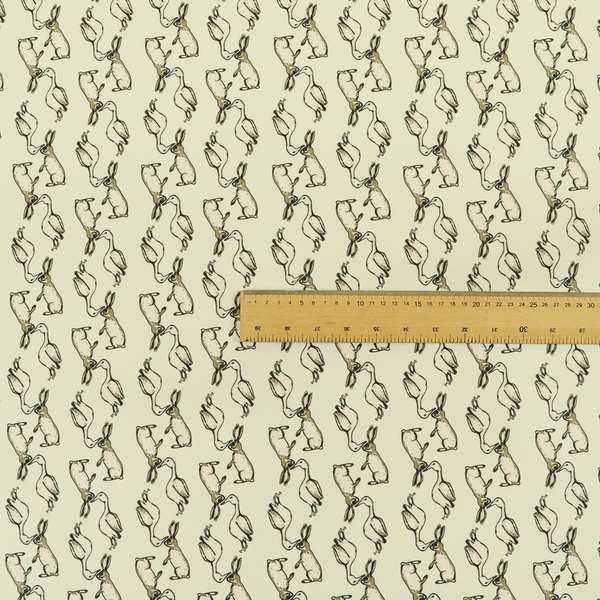 Freedom Printed Velvet Fabric White Goose Hare Farm Animal Theme Pattern Upholstery Fabric CTR-484 - Roman Blinds