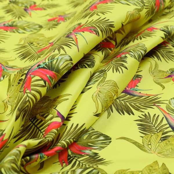 Freedom Printed Velvet Fabric Yellow Pink Jungle All Floral Pattern Upholstery Fabrics CTR-485 - Roman Blinds