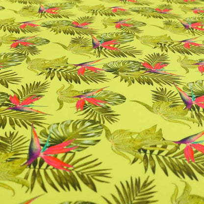 Freedom Printed Velvet Fabric Yellow Pink Jungle All Floral Pattern Upholstery Fabrics CTR-485 - Made To Measure Curtains