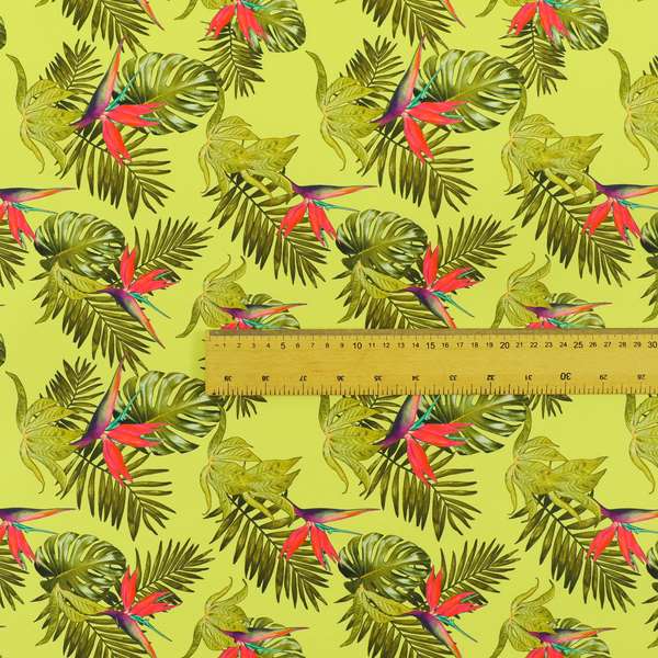 Freedom Printed Velvet Fabric Yellow Pink Jungle All Floral Pattern Upholstery Fabrics CTR-485 - Made To Measure Curtains