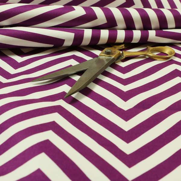 Freedom Printed Velvet Fabric Purple White Chevron Stripe Pattern Upholstery Fabrics CTR-488 - Roman Blinds