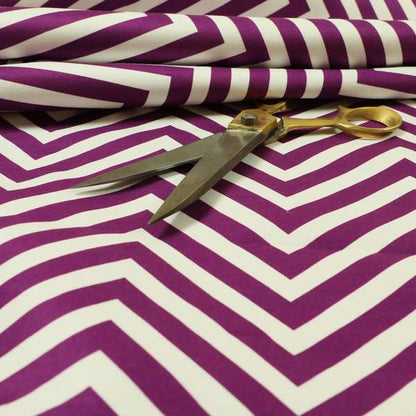 Freedom Printed Velvet Fabric Purple White Chevron Stripe Pattern Upholstery Fabrics CTR-488