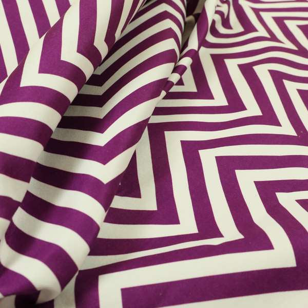 Freedom Printed Velvet Fabric Purple White Chevron Stripe Pattern Upholstery Fabrics CTR-488 - Roman Blinds