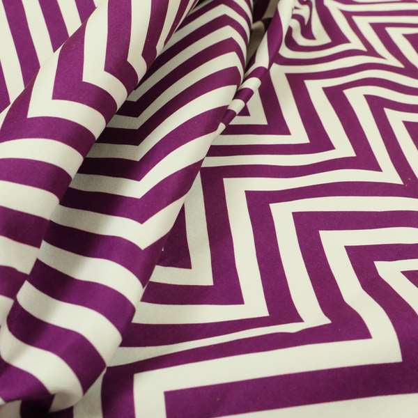 Freedom Printed Velvet Fabric Purple White Chevron Stripe Pattern Upholstery Fabrics CTR-488 - Handmade Cushions