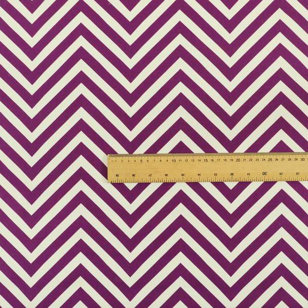 Freedom Printed Velvet Fabric Purple White Chevron Stripe Pattern Upholstery Fabrics CTR-488 - Roman Blinds