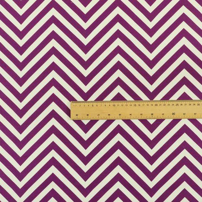 Freedom Printed Velvet Fabric Purple White Chevron Stripe Pattern Upholstery Fabrics CTR-488 - Roman Blinds