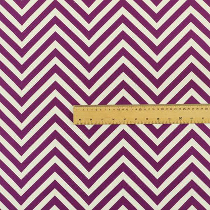 Freedom Printed Velvet Fabric Purple White Chevron Stripe Pattern Upholstery Fabrics CTR-488