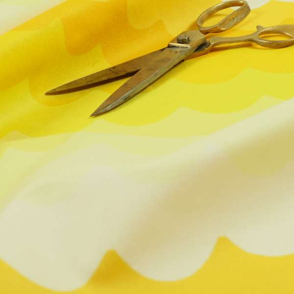 Freedom Printed Velvet Fabric Collection Yellow Waves Pattern Upholstery Fabric CTR-49 - Made To Measure Curtains