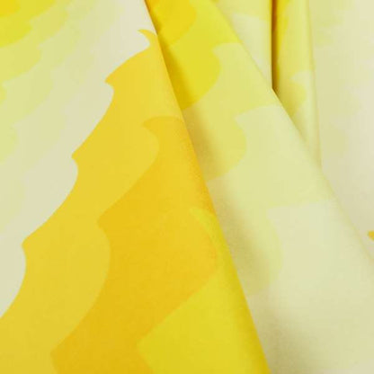 Freedom Printed Velvet Fabric Collection Yellow Waves Pattern Upholstery Fabric CTR-49