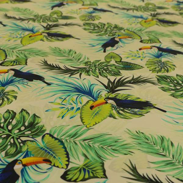 Freedom Printed Velvet Fabric Toucan Exotic Bird In Jungle Wildlife Pattern Upholstery Fabrics CTR-490 - Made To Measure Curtains