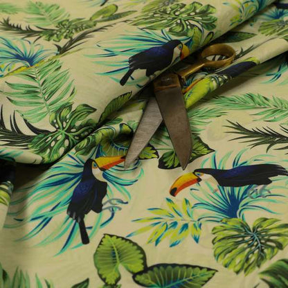 Freedom Printed Velvet Fabric Toucan Exotic Bird In Jungle Wildlife Pattern Upholstery Fabrics CTR-490 - Made To Measure Curtains