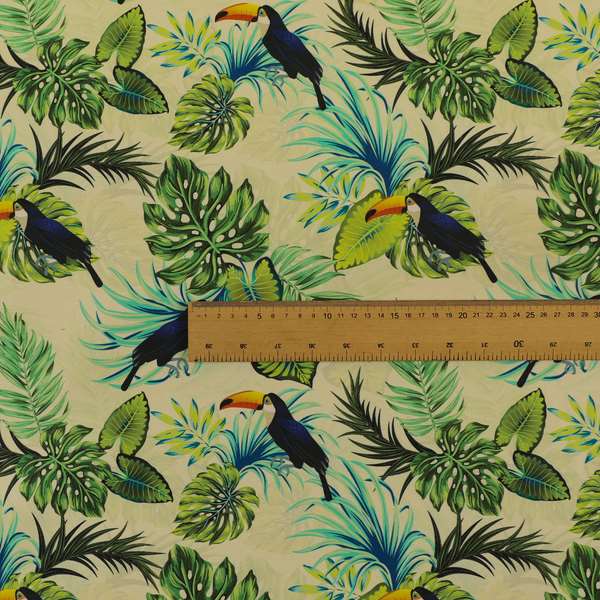 Freedom Printed Velvet Fabric Toucan Exotic Bird In Jungle Wildlife Pattern Upholstery Fabrics CTR-490 - Made To Measure Curtains