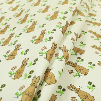 Freedom Printed Velvet Fabric Brown Rabbit Animal Theme Pattern Upholstery Fabrics CTR-491 - Roman Blinds