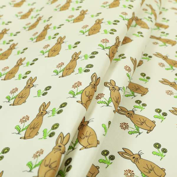 Freedom Printed Velvet Fabric Brown Rabbit Animal Theme Pattern Upholstery Fabrics CTR-491 - Made To Measure Curtains