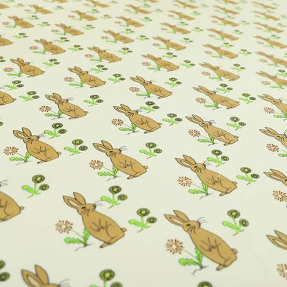 Freedom Printed Velvet Fabric Brown Rabbit Animal Theme Pattern Upholstery Fabrics CTR-491 - Made To Measure Curtains