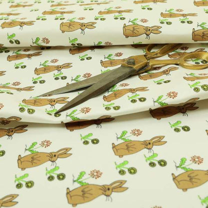 Freedom Printed Velvet Fabric Brown Rabbit Animal Theme Pattern Upholstery Fabrics CTR-491 - Made To Measure Curtains