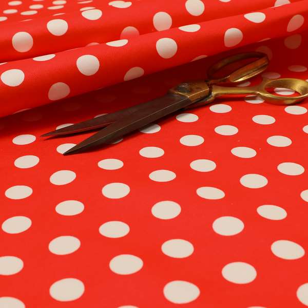 Freedom Printed Velvet Fabric Red White Spotted Pattern Upholstery Fabrics CTR-492 - Roman Blinds