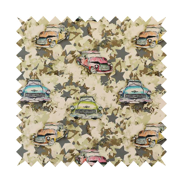 Freedom Printed Velvet Fabric Green Camouflage Cars Pattern Upholstery Fabrics CTR-495 - Made To Measure Curtains