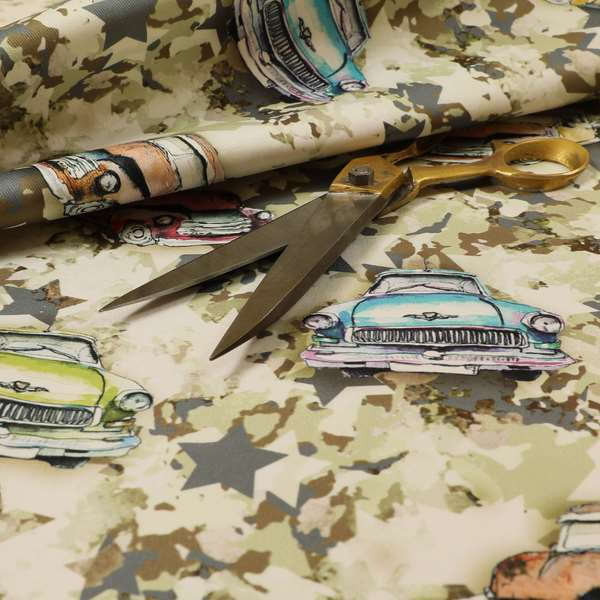 Freedom Printed Velvet Fabric Green Camouflage Cars Pattern Upholstery Fabrics CTR-495 - Roman Blinds