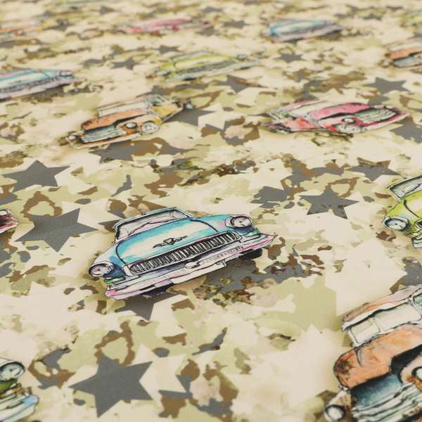 Freedom Printed Velvet Fabric Green Camouflage Cars Pattern Upholstery Fabrics CTR-495 - Made To Measure Curtains