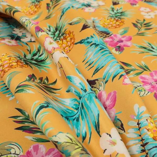 Freedom Printed Velvet Fabric Orange Colour Pineapple Pattern Velvet Upholstery Fabrics CTR-496 - Made To Measure Curtains