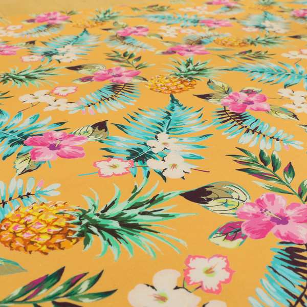 Free Worldwide 2024 Delivery Furnishing Fabric Orange Colour Pineapple Pattern Printed Velour Velvet Upholstery Curtain Fabrics - Sold By 1 Metre