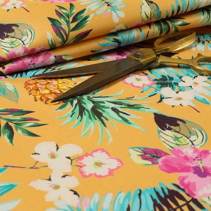 Freedom Printed Velvet Fabric Orange Colour Pineapple Pattern Velvet Upholstery Fabrics CTR-496 - Made To Measure Curtains