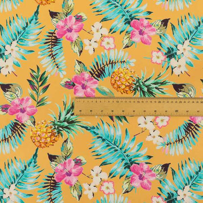 Freedom Printed Velvet Fabric Orange Colour Pineapple Pattern Velvet Upholstery Fabrics CTR-496