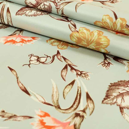 Freedom Printed Velvet Fabric Brown Autumn Leafs Colour Flower Pattern Upholstery Fabrics CTR-498 - Roman Blinds