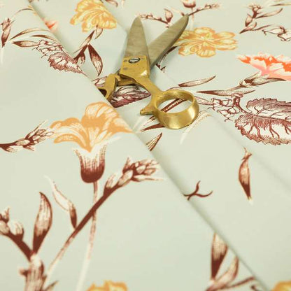 Freedom Printed Velvet Fabric Brown Autumn Leafs Colour Flower Pattern Upholstery Fabrics CTR-498 - Roman Blinds